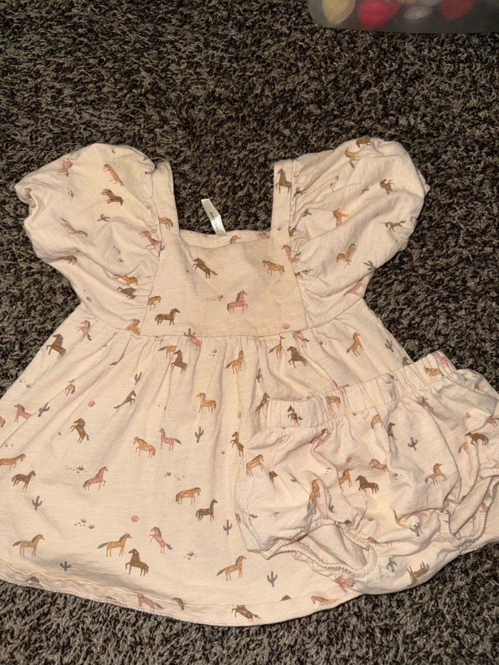 Rylee and cru Pink Horse Print Dress & Bloomer Set